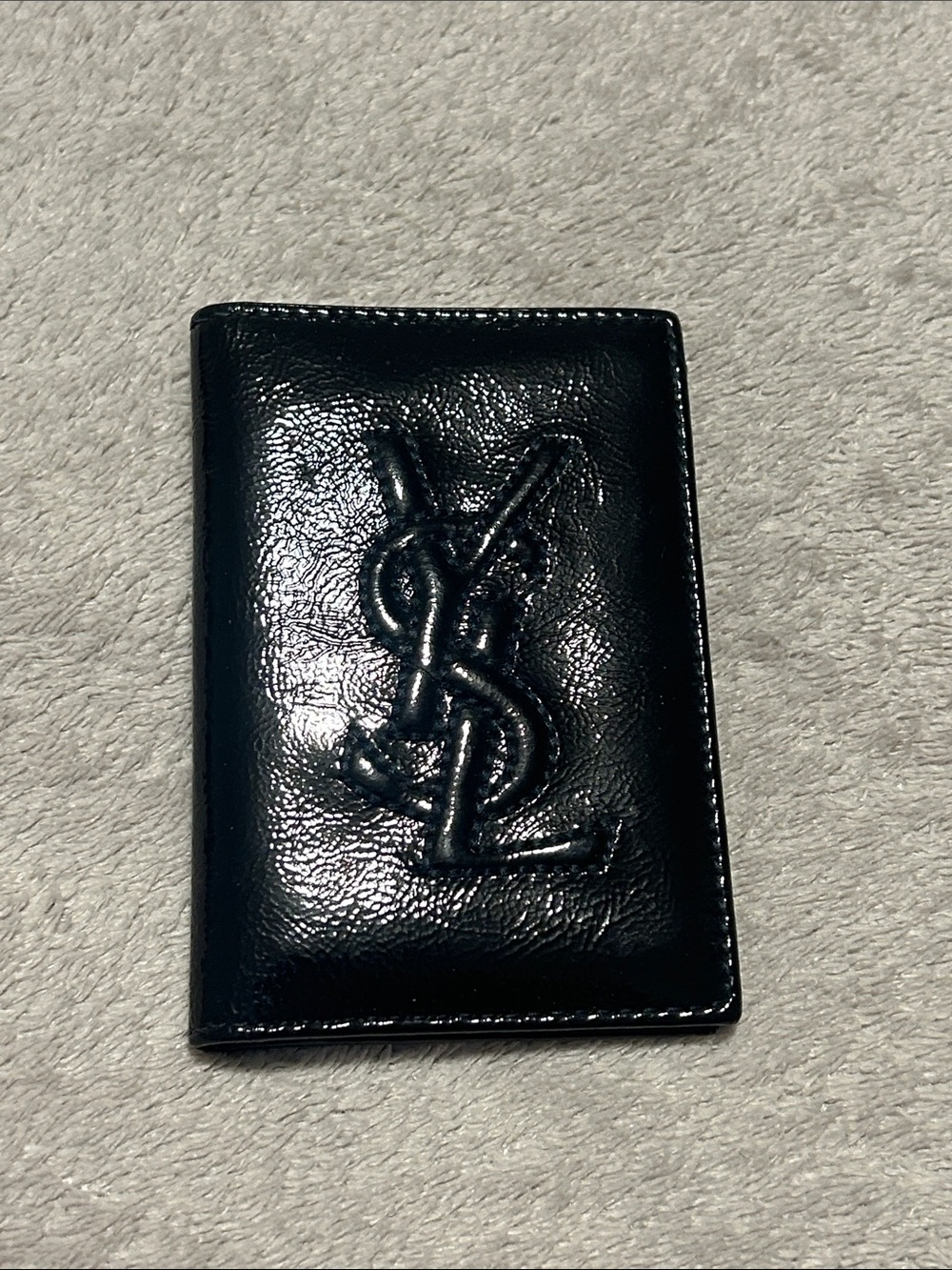 Saint Laurent Black Glossy Embossed YSL Card Holder